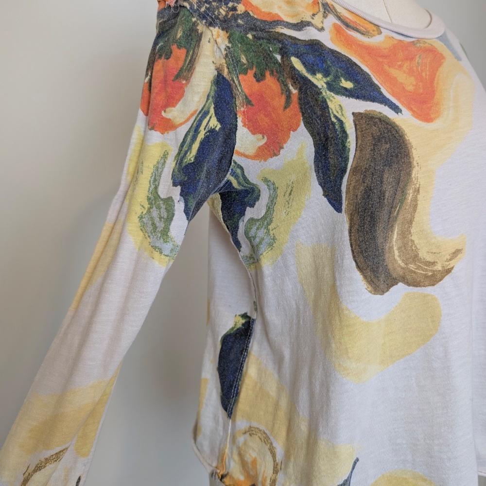 by Anthropologie Maeve Abstract Long Sleeve Tee Top T-shirt Size Small - Picture 7 of 7